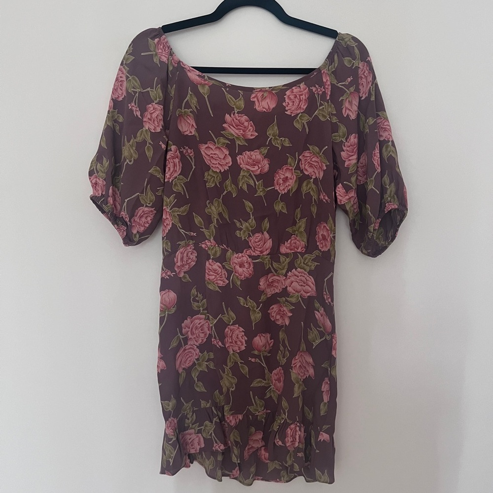 Flynn Skye Pink and Brown Puff Sleeve Sundress